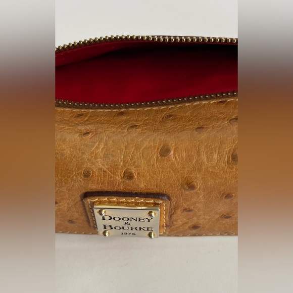 Dooney & Bourke Brown Ostrich Leather Trifold Wallet - Picture 3 of 10